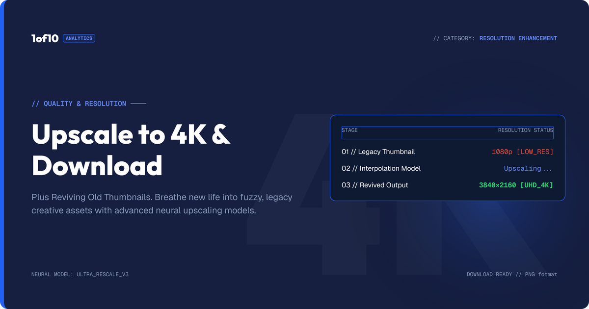 Upscale to 4K and Download: Plus Reviving Old Thumbnails
