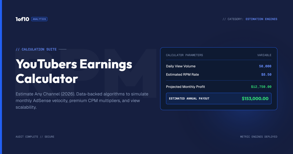 YouTubers Earnings Calculator: Estimate Any Channel (2026)