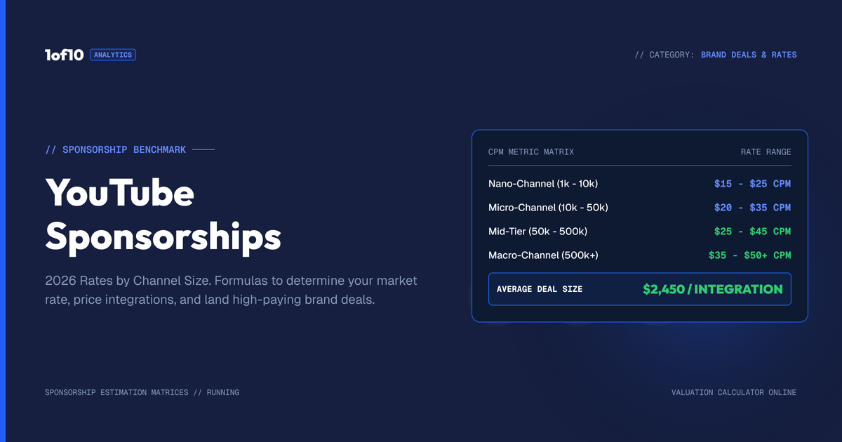 YouTube Sponsorships: 2026 Rates by Channel Size