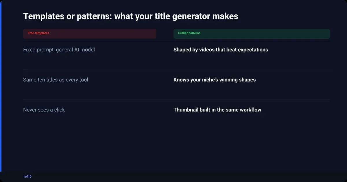 YouTube title generator, free vs paid: templates or patterns, what your title generator makes